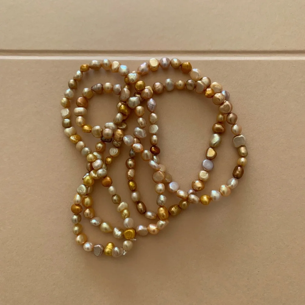 Authentic fresh water pearl necklace - amber - Picture 2 of 5